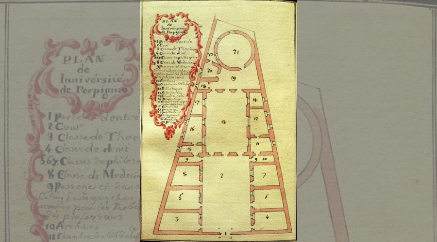 PLan du rez de chaussée montrant les salles de cours et la rotonde