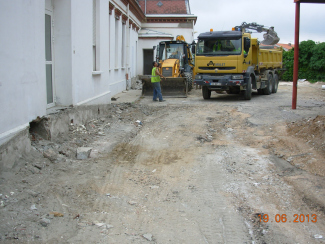 Parvis mairie en travaux